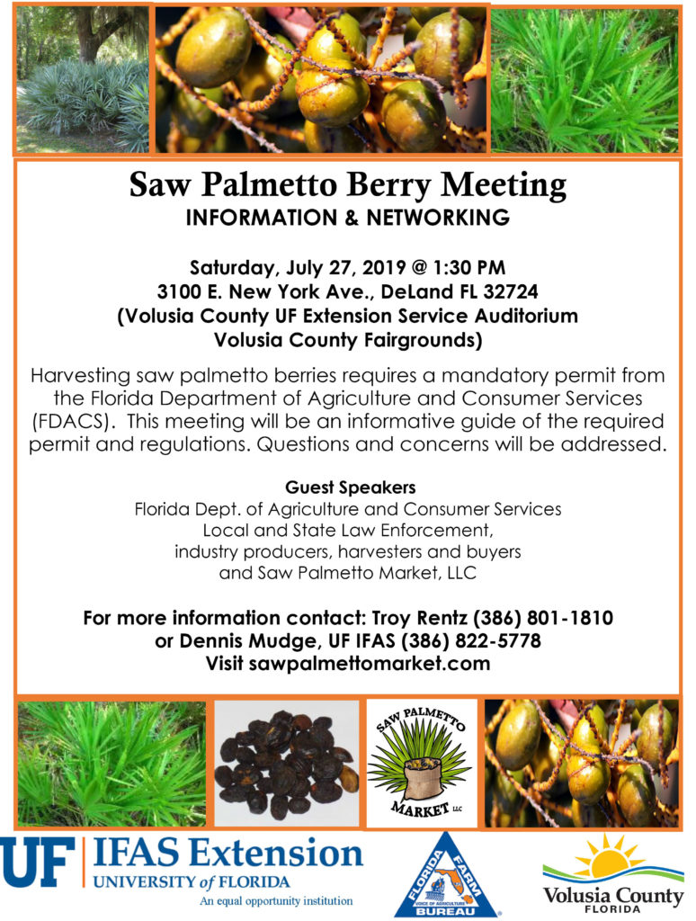 Saw Palmetto Berry Harvesting meeting Volusia County Farm Bureau